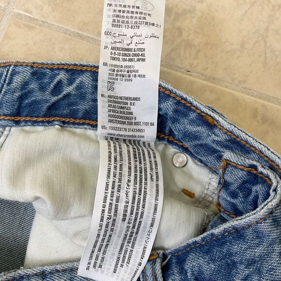 Abercrombie Annie Jeans Womens 2/26 distressed Girlfriend High Rise Side stripe - Picture 10 of 13